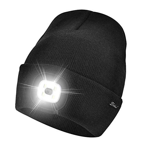 Gifts for dad,Gadgets Gift for Men and Women USB Rechargeable Winter Knit Lighted Headlight Hats Headlamp Torch Skull Cap（Army Green） Etsfmoa Unisex LED Beanie Hat with Light 